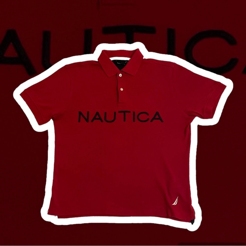 Nautica Shirt Mens Small Red Polo
Colorblock Short Sleeve Spellout